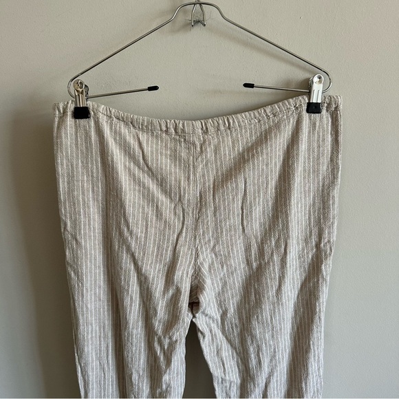 3/$20⚡️ Rewash Tan & White Striped Linen Blend Tie Waist Flowy Pants - Picture 8 of 13